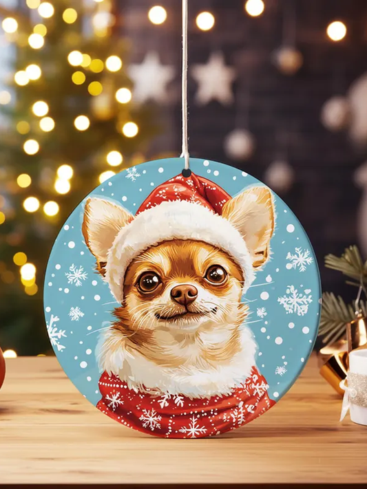 Chihuahua Christmas Ornament Acrylic round double-sided printing