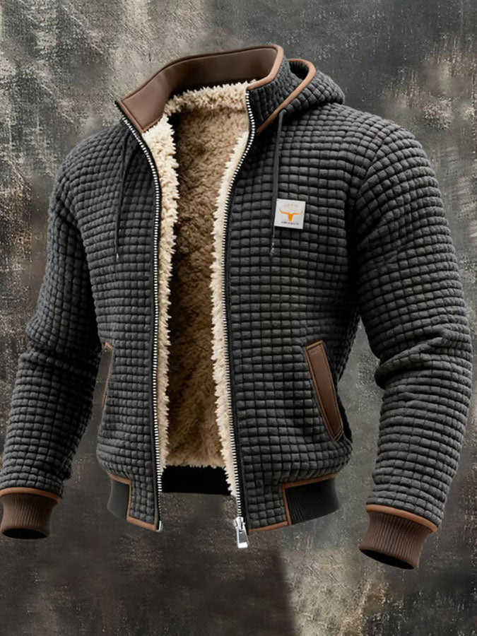 Men's Retro Textured Warm Multi-pocket Outdoor Jacket