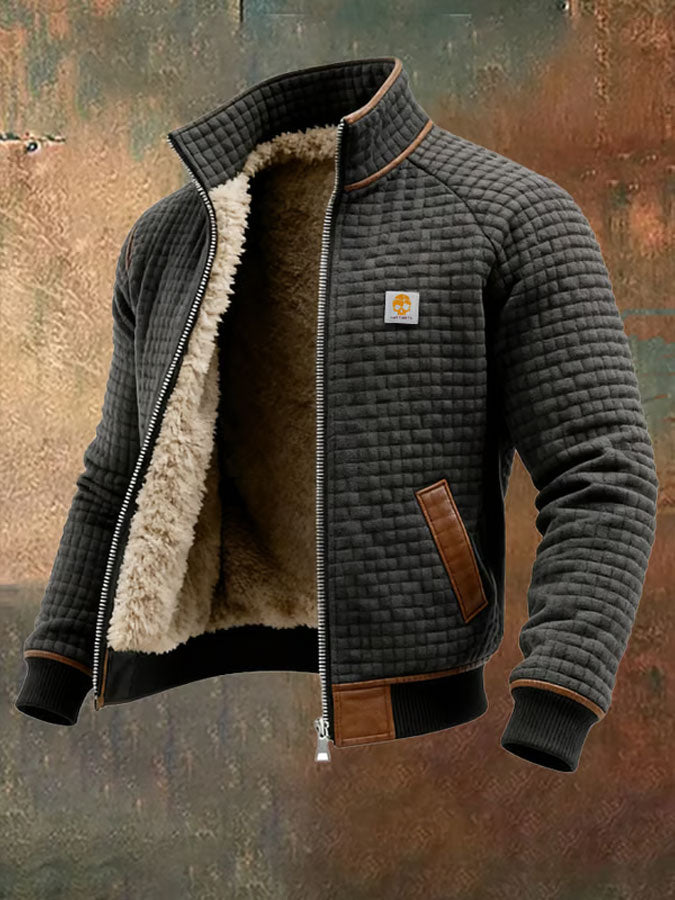 Men's Retro Textured Warm Multi-pocket Outdoor Jacket