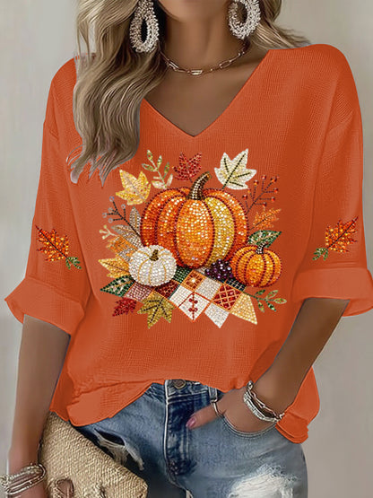 Women's Thanksgiving Print Casual T-shirt