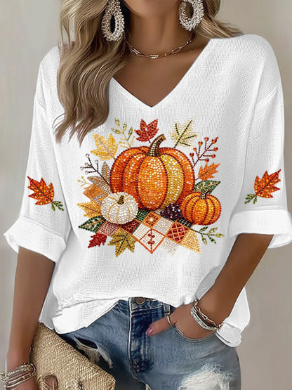 Women's Thanksgiving Print Casual T-shirt