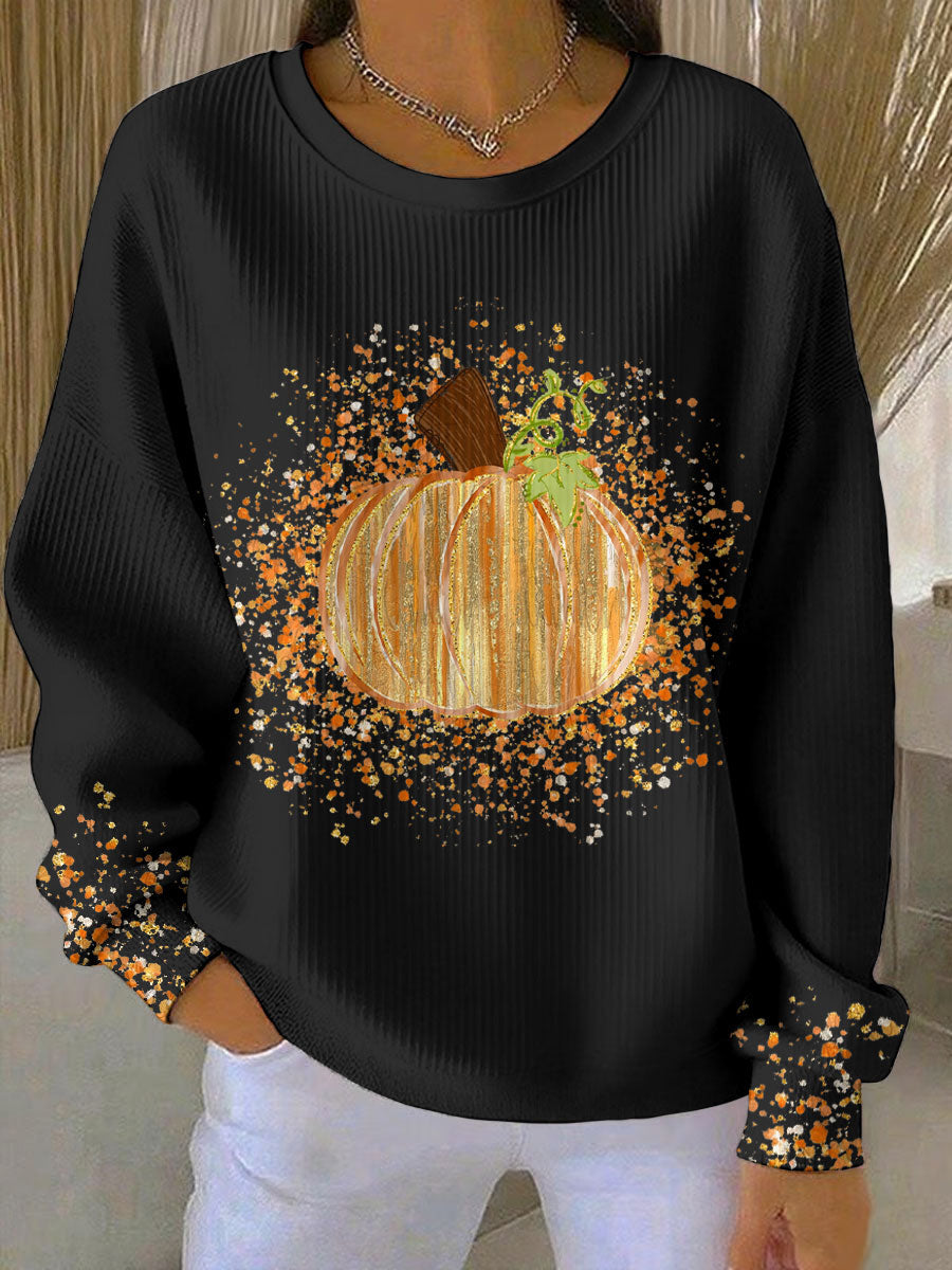 Women's Thanksgiving Art Pumpkin Printed Sweatshirt