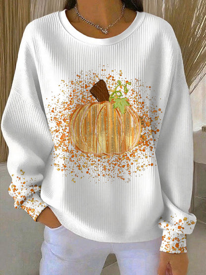 Women's Thanksgiving Art Pumpkin Printed Sweatshirt