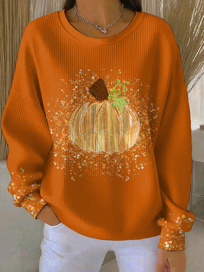 Women's Thanksgiving Art Pumpkin Printed Sweatshirt
