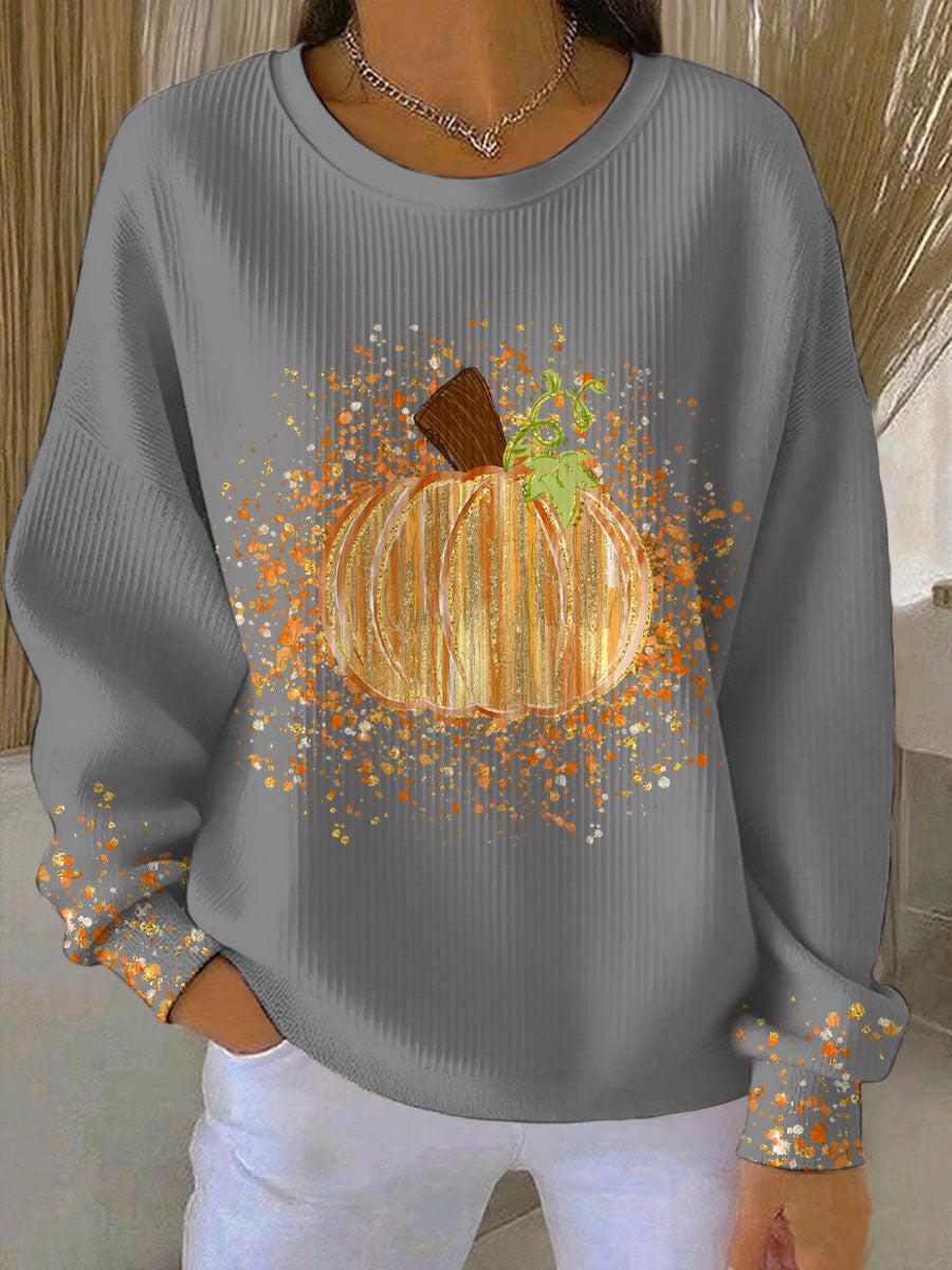 Women's Thanksgiving Art Pumpkin Printed Sweatshirt
