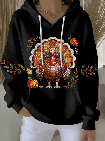 Women's Thanksgiving Print Casual Hoodie