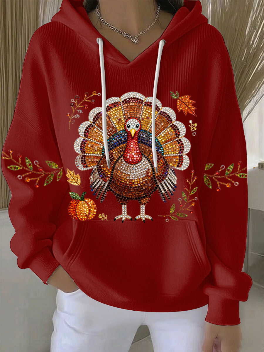 Women's Thanksgiving Print Casual Hoodie