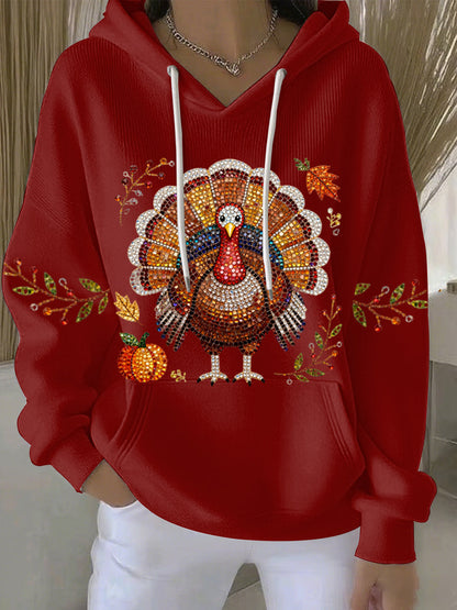 Women's Thanksgiving Print Casual Hoodie