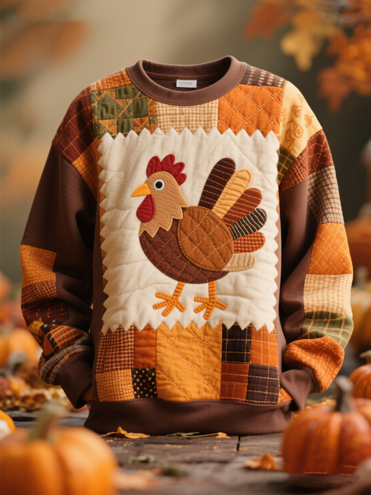 Men's Thanksgiving turkey  Printed Crew Neck Sweatshirt
