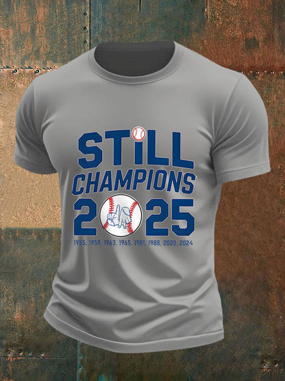 Men's Baseball World Series Champions 2025 Print Casual Tee