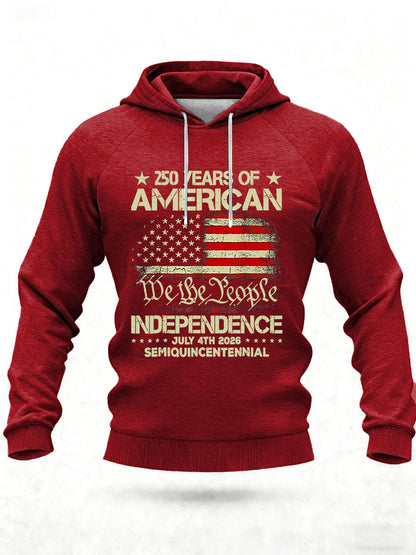 Men's United States 250 Years Printed Casual Hoodie