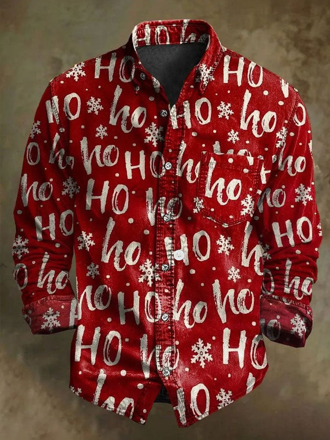 Men's Christmas Art Business Style Printed CasuaL Shirt