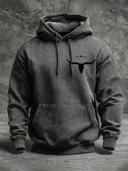 Men's Retro Western Printed Casual Hoodie