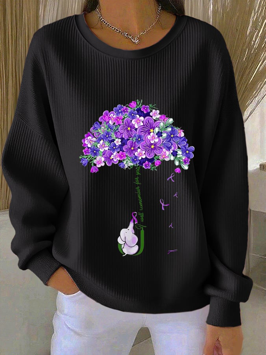 Women's purple floral casual sweatshirt