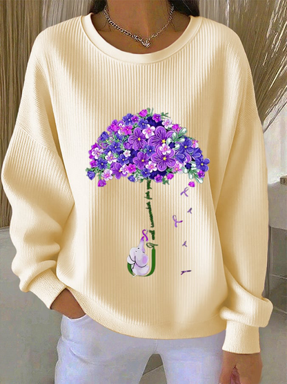 Women's purple floral casual sweatshirt