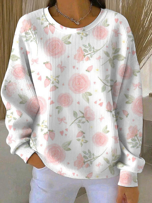 Women's Breast Cancer Pink Print Casual Sweatshirt