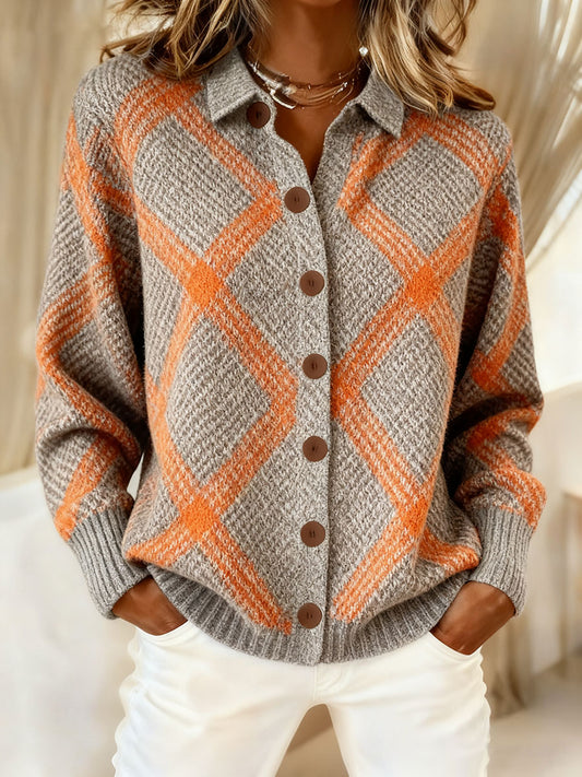 Women's Autumn Winter Style Plaid Art Printed Tops