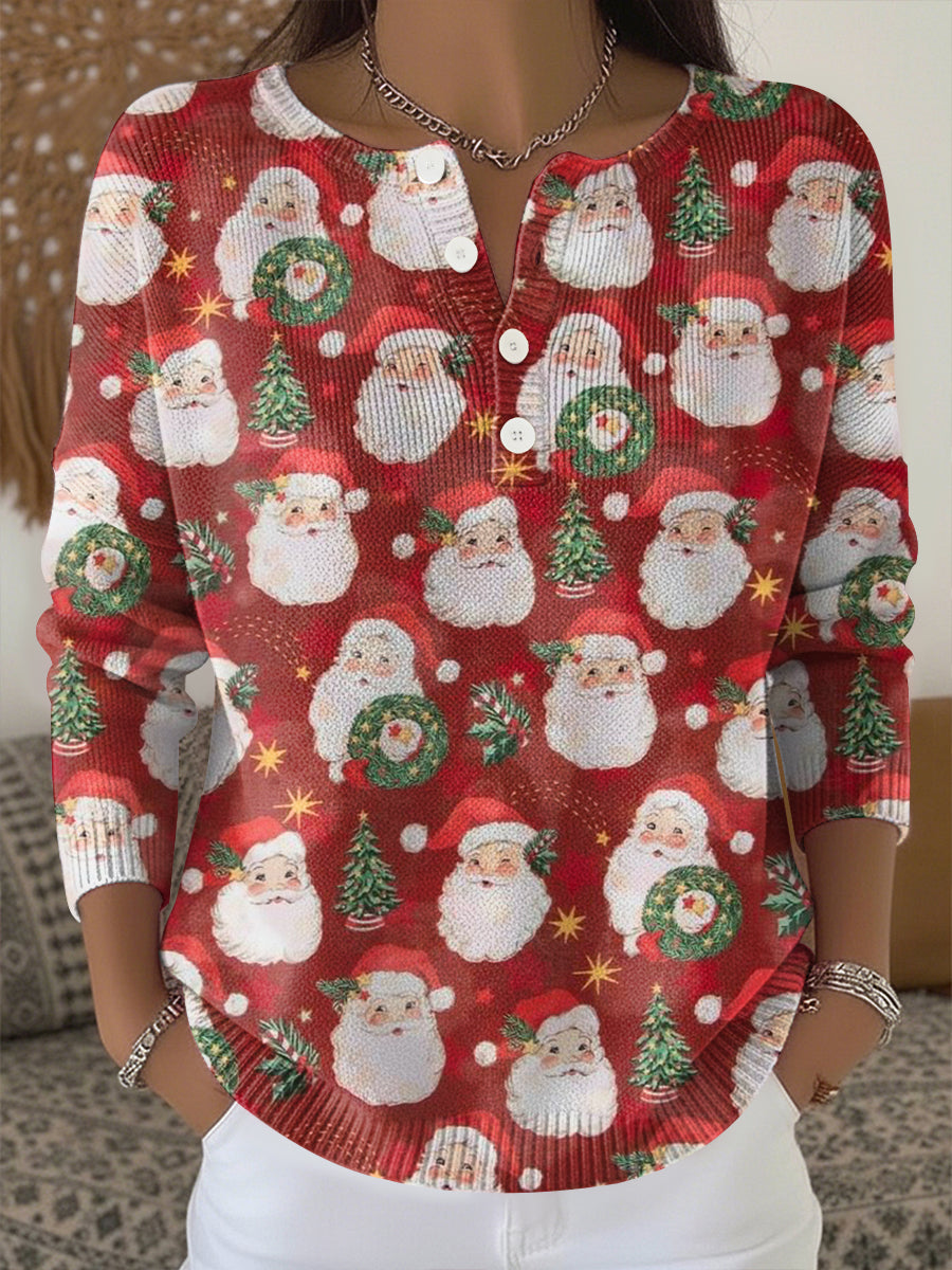 Women's Christmas Print Knit Top