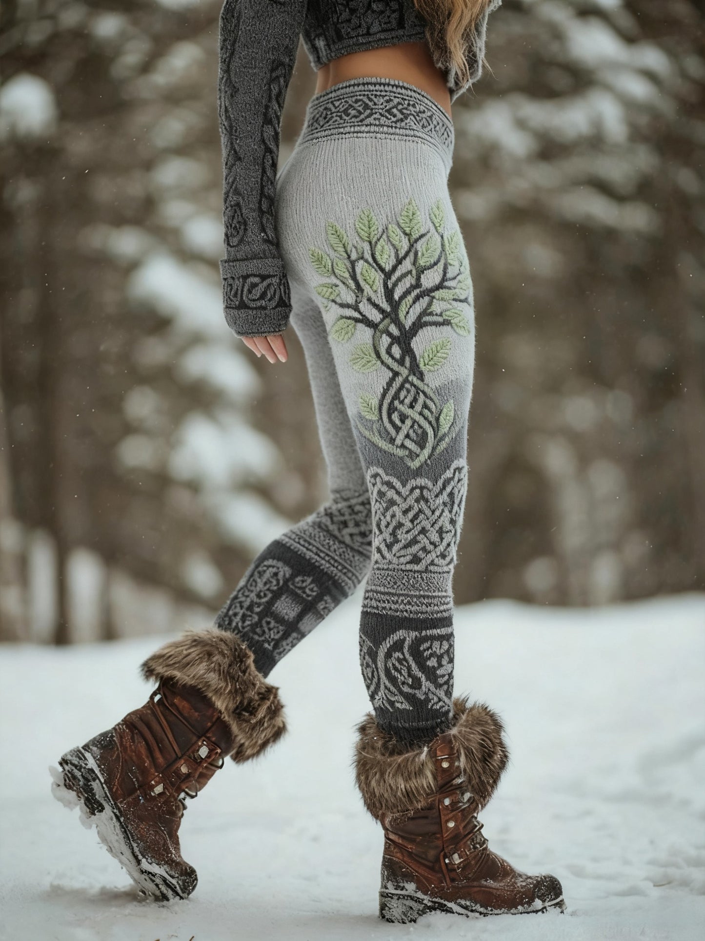 Women's Viking Tree Of Life Pattern Cozy Leggings
