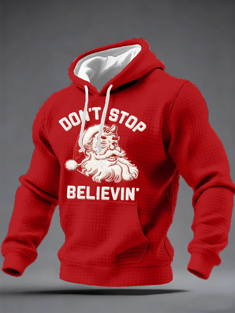 Men's Christmas Don't Stop Believin Checkered Hoodie