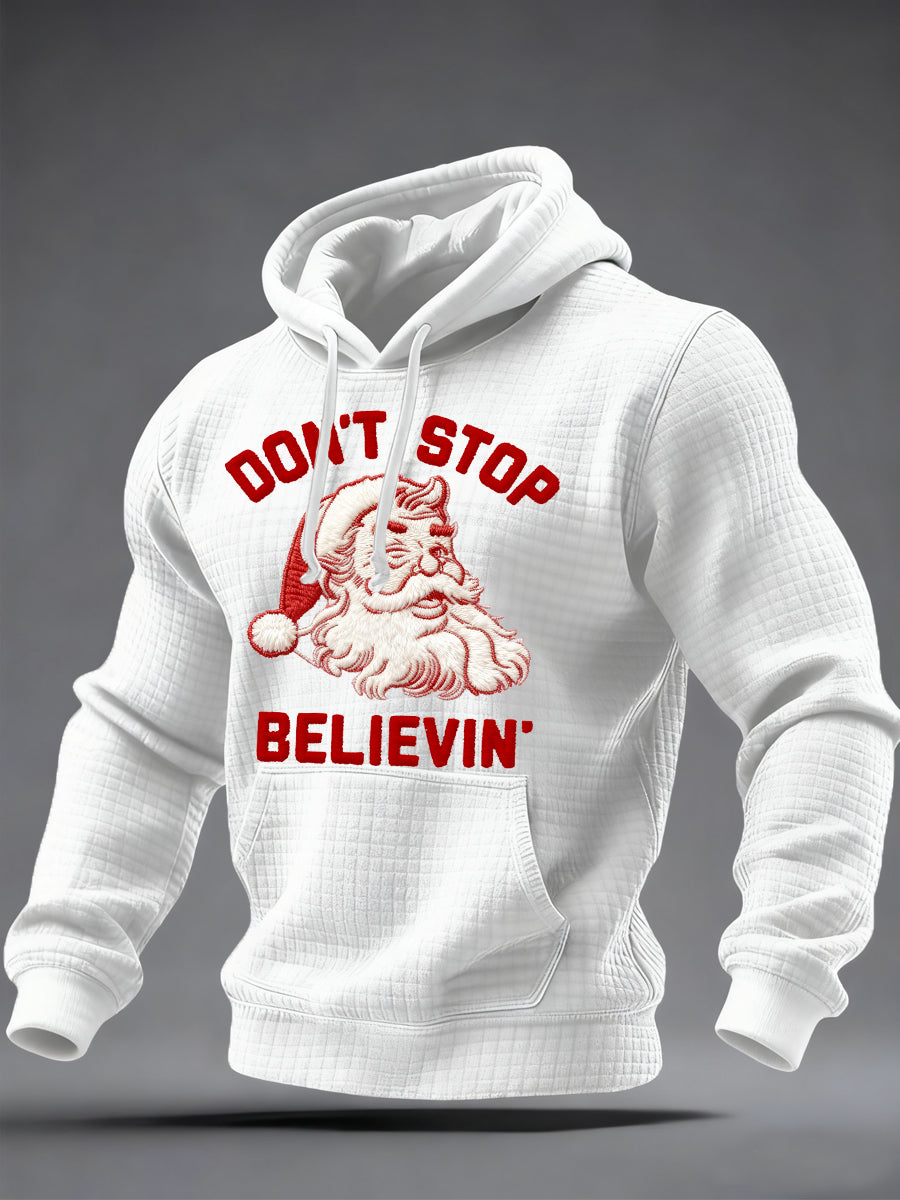 Men's Christmas Don't Stop Believin Checkered Hoodie
