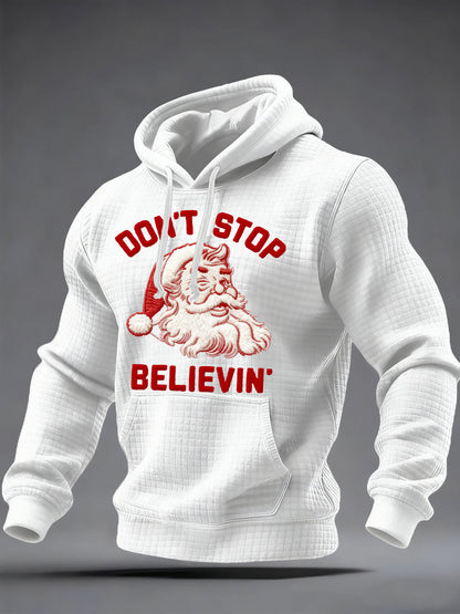 Men's Christmas Don't Stop Believin Checkered Hoodie