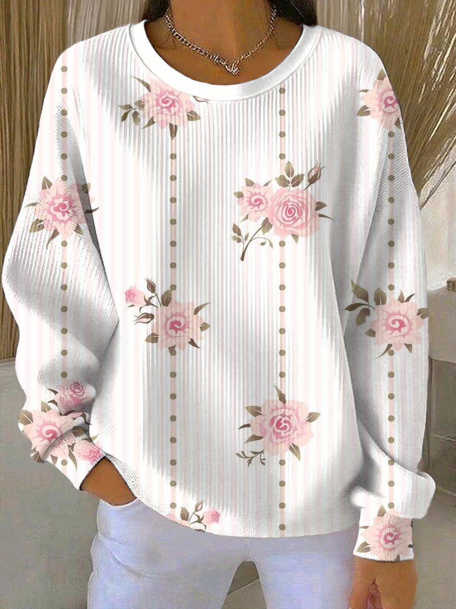 Women's Breast Cancer Pink Print Casual Sweatshirt