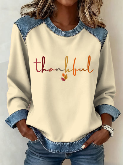 Women's Thanksgiving Pattern Patchwork Art Sweatshirt