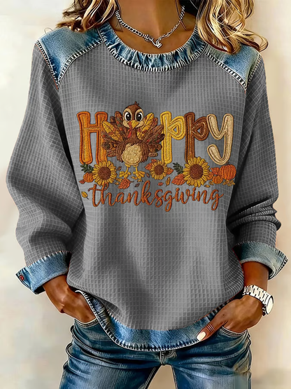 Women's Happy Thanksgiving Print Casual Sweatshirt