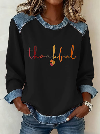 Women's Thanksgiving Pattern Patchwork Art Sweatshirt