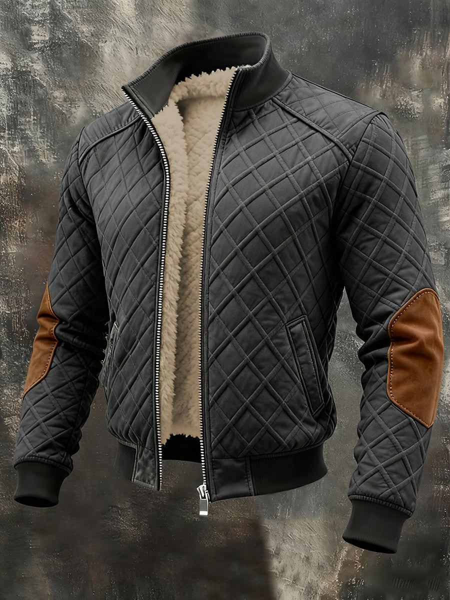 Men's Retro Texture Jacquard Warm Outdoor Jacket