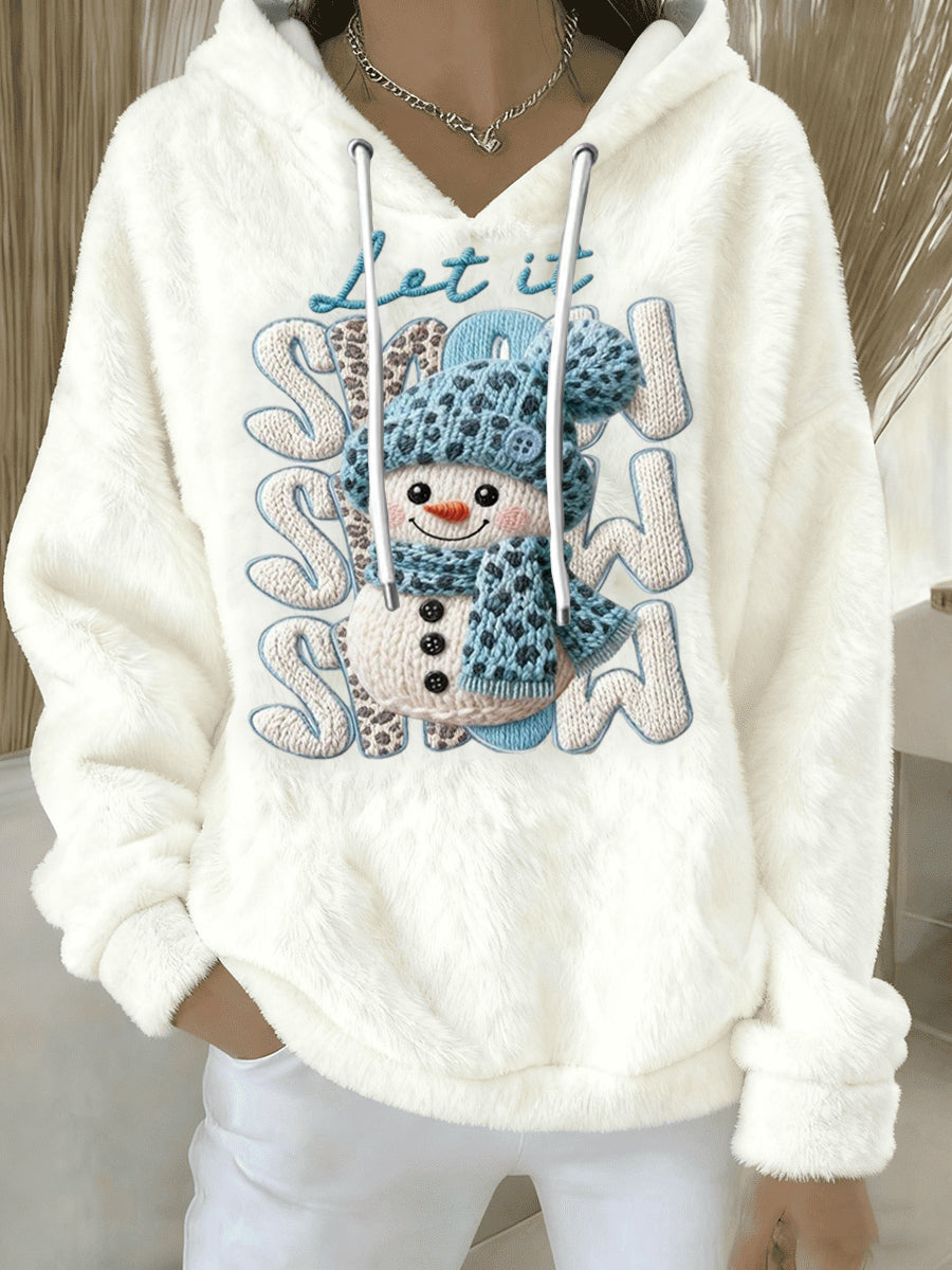 Women's Christmas Let it Snow Flannel Hoodie