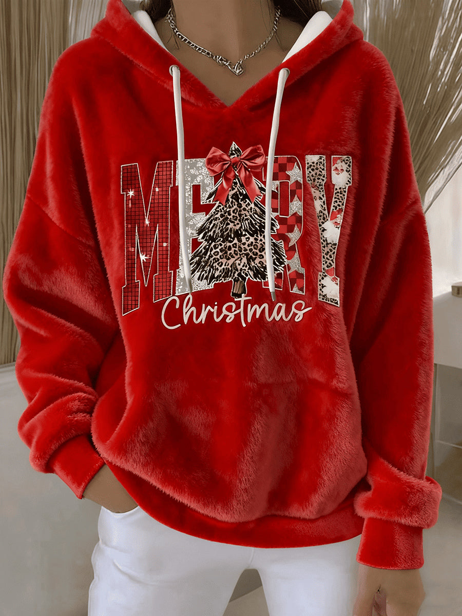 Women's Merry Christmas Flannel Hoodie
