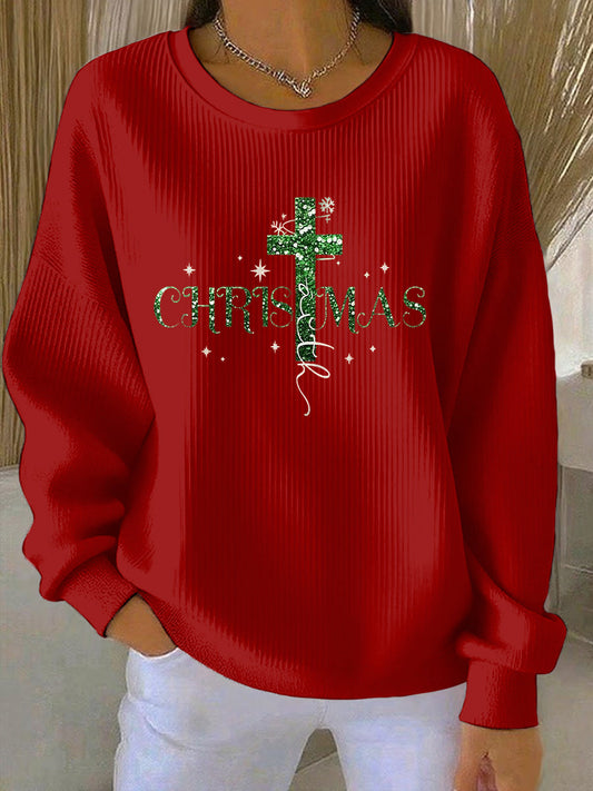 Women's Christmas Belief Print Casual Sweatshirt