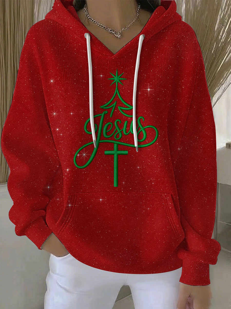 Women's Christmas Belief Print Casual Hoodie