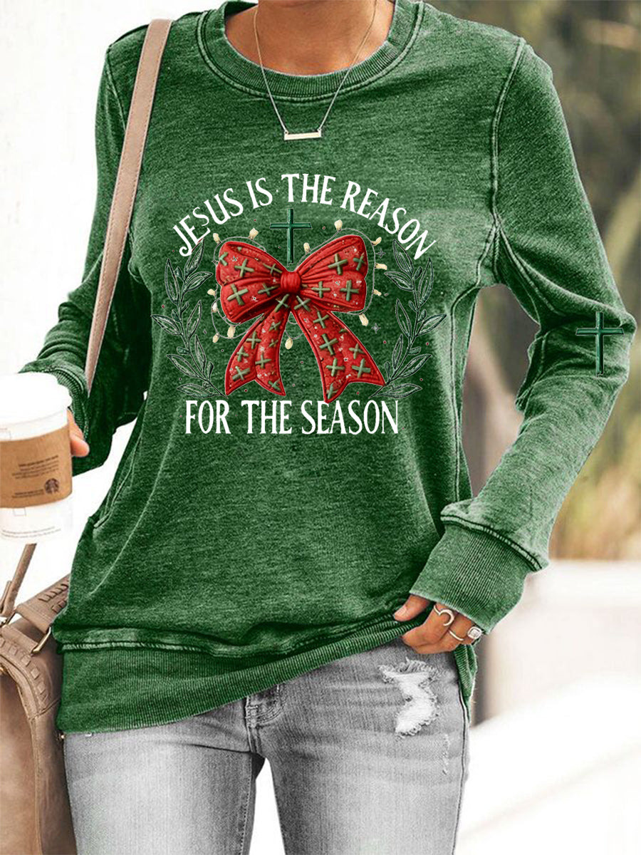 Women's Jesus Is The Reason For The Season Christmas Casual Sweatshirt