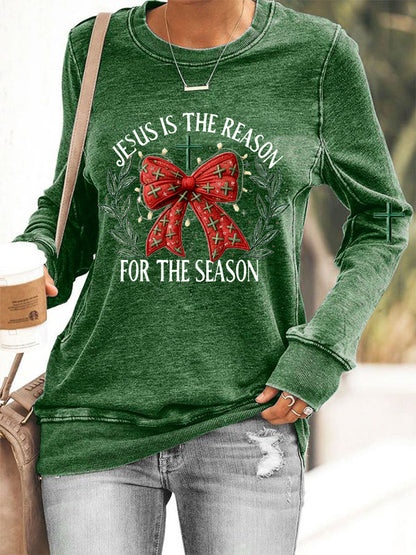 Women's Jesus Is The Reason For The Season Christmas Casual Sweatshirt