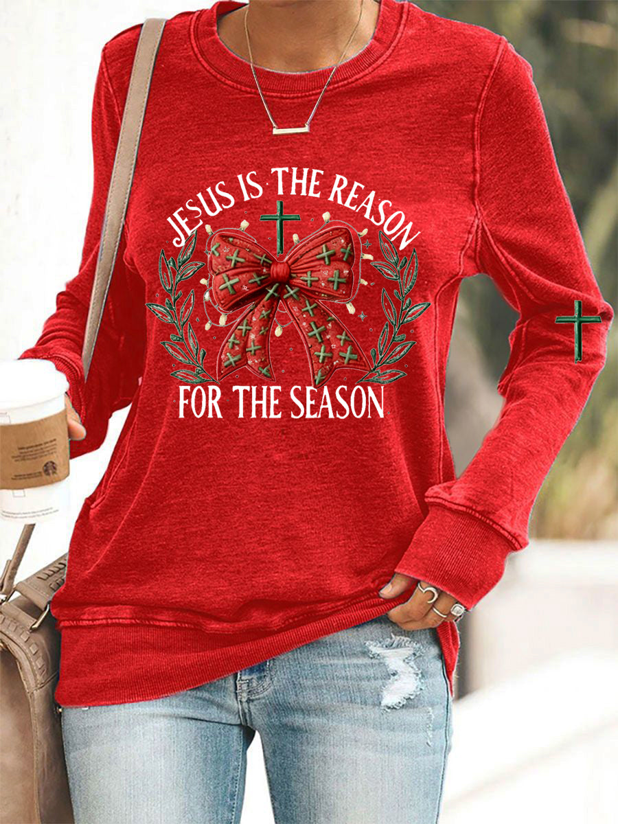 Women's Jesus Is The Reason For The Season Christmas Casual Sweatshirt