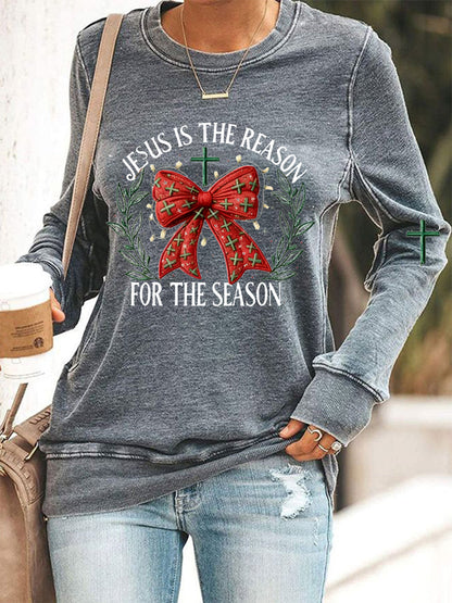 Women's Jesus Is The Reason For The Season Christmas Casual Sweatshirt