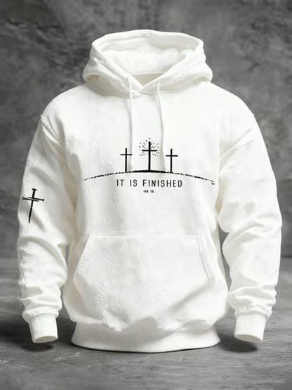 Men's It Is Finished Printed Casual Hoodie