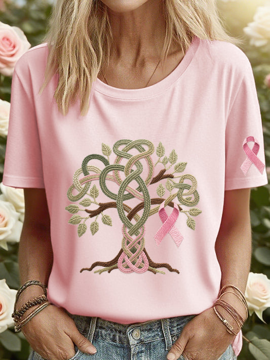 Women's Tree of Life Ribbon Embroidered T-Shirt