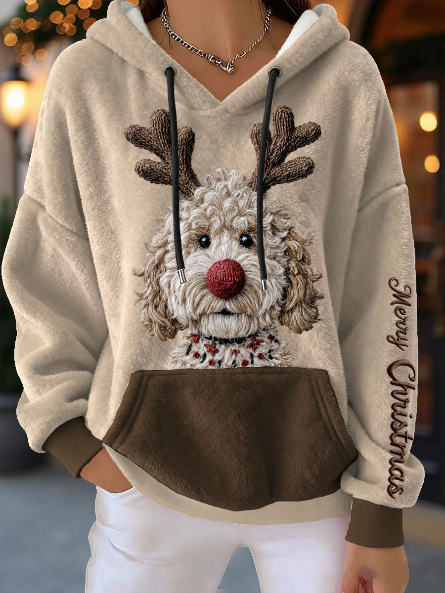 Women's Christmas Dog Flannel Hoodies
