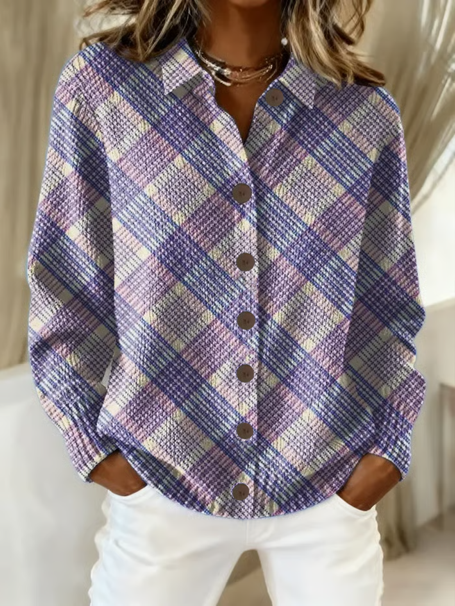 Women's Purple Striped Art Print Top
