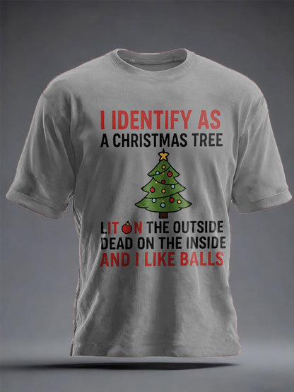 Unisex Funny Identify As A Christmas Tree Printed T-shirt