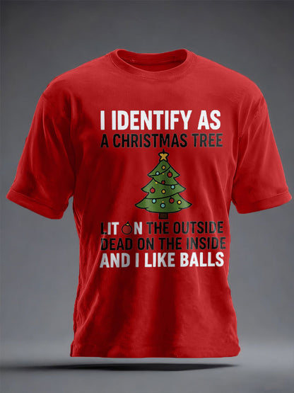 Unisex Funny Identify As A Christmas Tree Printed T-shirt