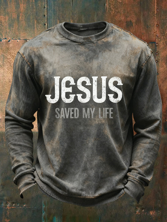 Retro Jesus Saved My Life Casual Crewneck Sweatshirt