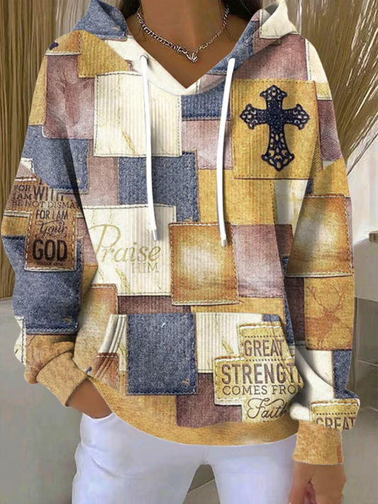 Women's Faith In The Nativity Print Hooded Sweatshirt Top