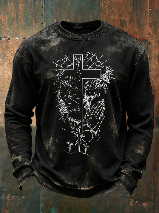 Retro Jesus Faith Casual Crewneck Sweatshirt