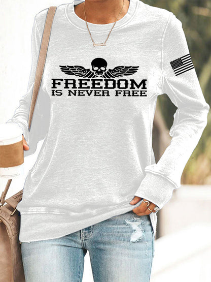 Women's Freedom Is Never Free USA Flag Print Sweatshirt