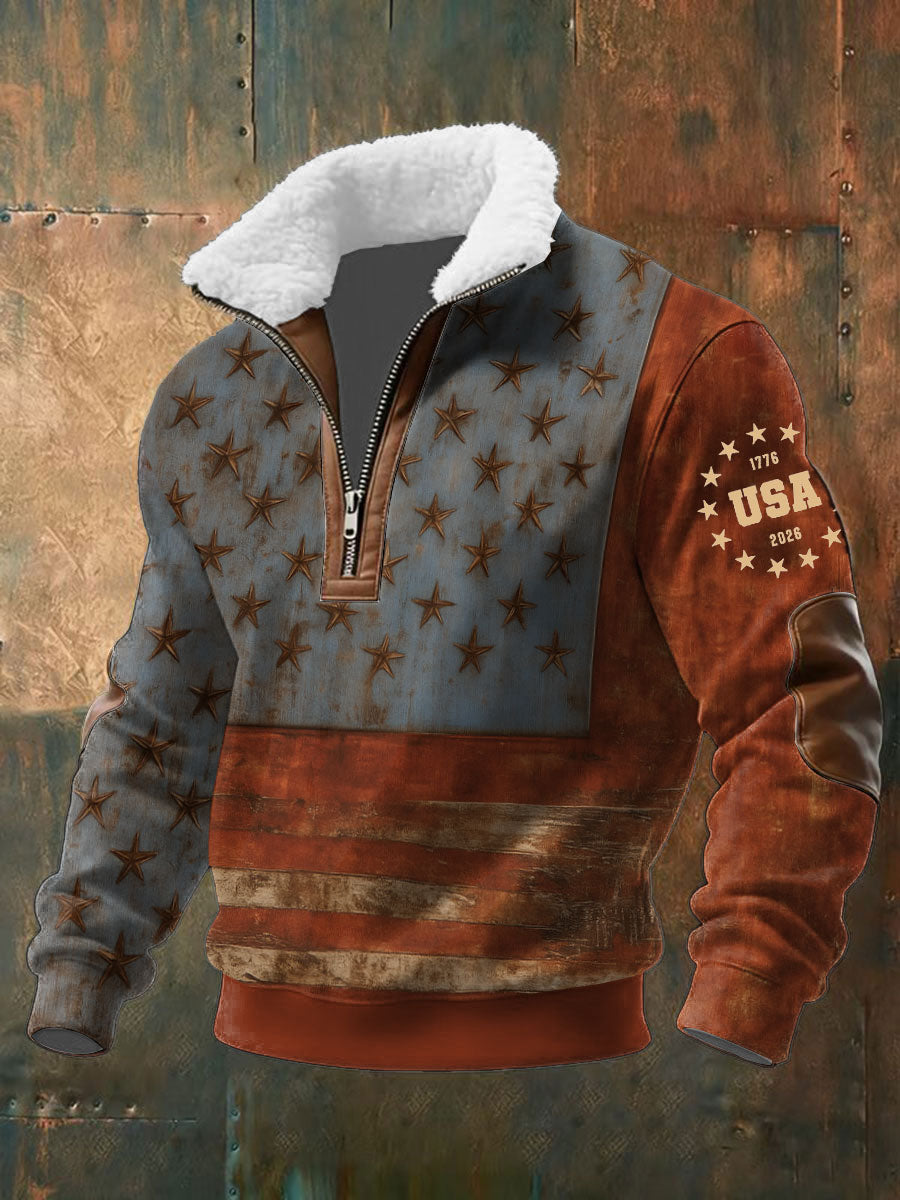 Men's  250th Anniversary Plush Stand Collar Sweatshirt